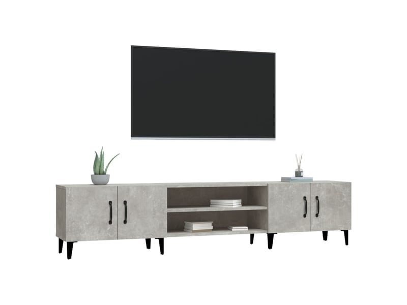  Meuble tv - banc tv - meuble de rangement gris béton 180x31,5x40 cm bois d'ingénierie  - Conforama D