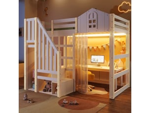 Lit mezzanine 90x200 cm <strong></strong> <strong></strong> coloris blanc