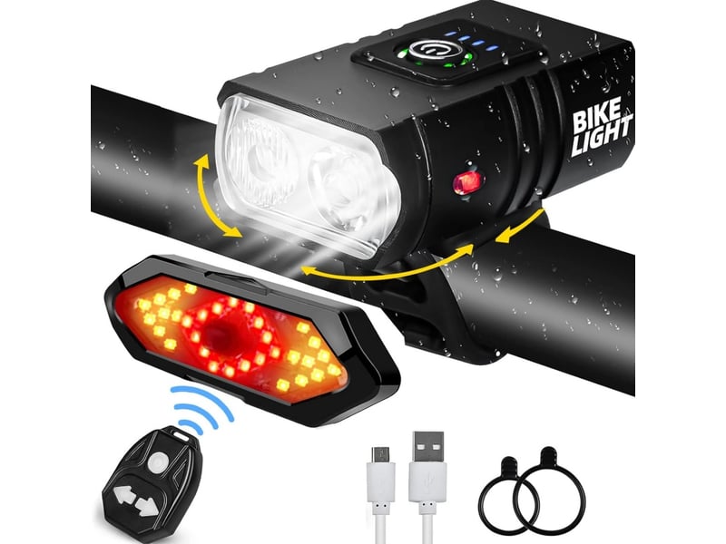 Éclairage vélo usb rechargeable 1000 lumens avant arrière, clignotant télécommande, klaxon, ipx5 étanche, vtt route - Conforama A