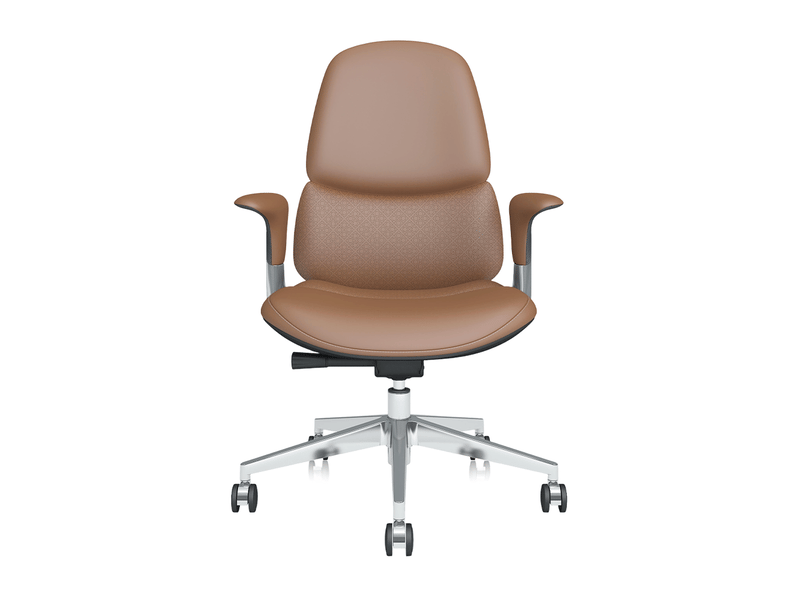  Fauteuil de bureau cuir 69x70x105 cm – marron – inclinaison verrouillable et roulettes pvc silencieuses  - Conforama A