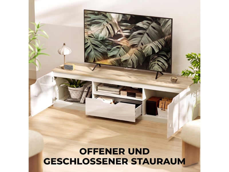  Meuble tv pour écran jusqu'à 65 pouces 2 portes 1 tiroir 160 x 38 x 43 cm  - Conforama D