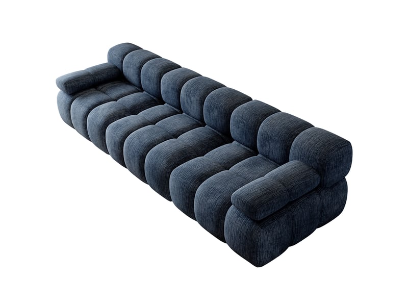 Canapé 3 places en tissu chenille bleu 300x100x68 cm - Conforama E