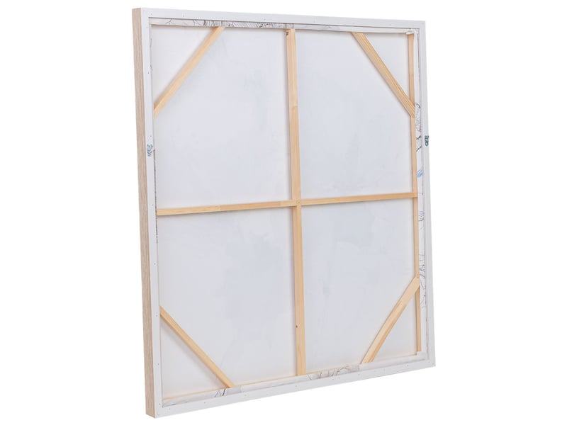  Tableau peint à la main avec cadre en bois blanc cassé 103x4x103h cm  - Conforama D