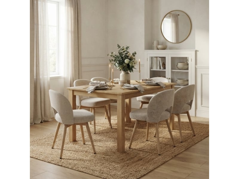  Lot de 2 chaises de salle à manger 50x47x77.5 cm pivotantes 360° en bois couleur beige, confort et soutien  - Conforama E