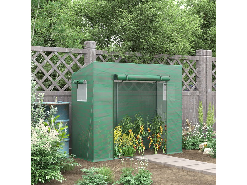  Serre de jardin anti-uv 2 fenêtres moustiquaires + barres renforcement 200l x 77l x 169h cm acier pe vert  - Conforama D