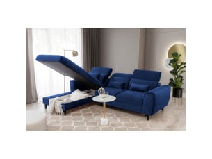 Canapé d'angle convertible bleu marine angle gauche 4 places fable