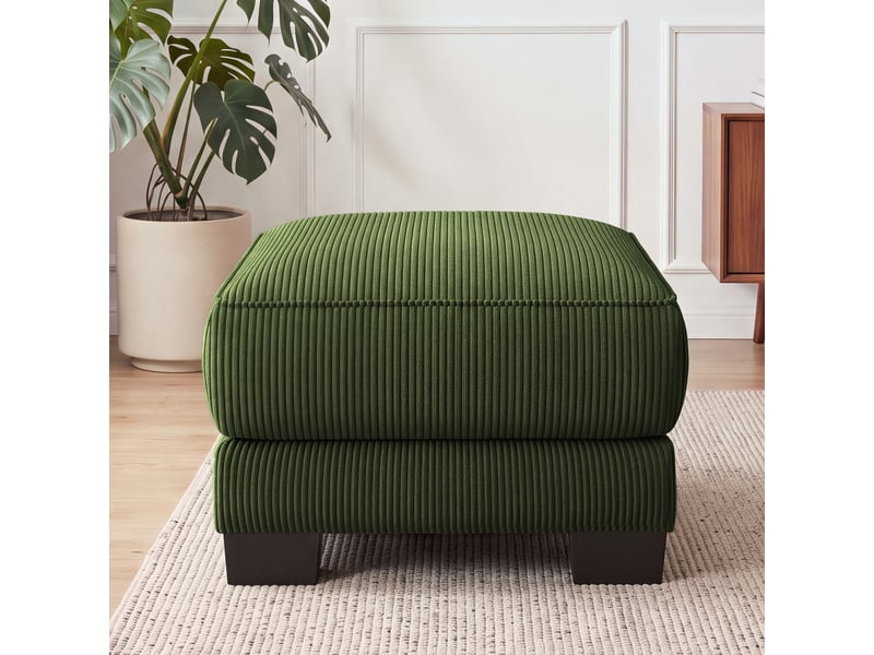  Pouf carré vert en velours côtelé avec pieds, repose-pieds confortable pour salon  - Conforama D