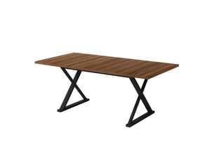 Table à manger 180x90x75 cm en mdf coloris noyer avec pieds métal noirs