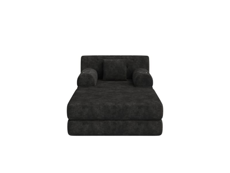  Fauteuil-lit convertible 1 place - fonction couchage - velours côtelé noir - dossier haut - mousse haute densité 107x162x81cm - Conforama A