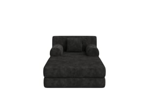 Fauteuil-lit convertible 1 place - fonction couchage - velours côtelé noir - dossier haut - mousse haute densité