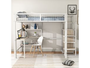 Lit mezzanine 140x200 cm <strong></strong> <strong></strong> coloris blanc