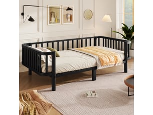 Lit simple 90x200 cm <strong>MIVRAY </strong> <strong></strong> coloris noir