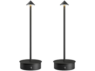 Lot de 2 lampes de table led rechargeables avec port usb, commande tactile et intensité lumineuse réglable, ø10 x 30 cm, noires