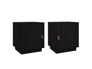 Lot de 2 tables de chevet - cabinet de chevet - table de nuit noir 40x34x45 cm bois de pin massif
