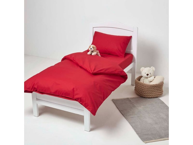  Homescapes parure de lit enfant en coton égyptien 200 fils rouge, 120 x 150 cm  - Conforama B