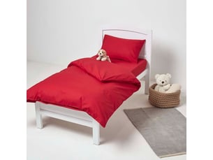 Homescapes parure de lit enfant en coton égyptien 200 fils rouge, 120 x 150 cm