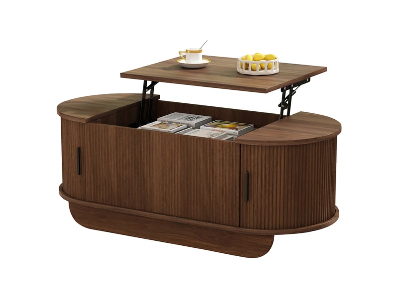  Table basse relevable ovale coloris bois foncé - 100x50 cm mdf  - Conforama A