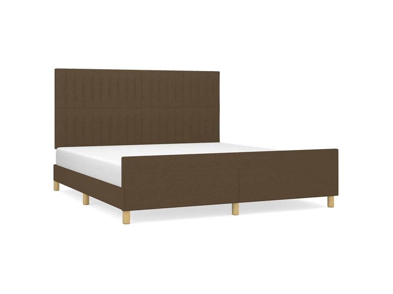 Lit double- lit adulte - cadre de lit sans matelas marron foncé 180x200 cm tissu - Conforama A