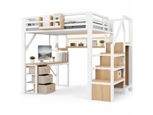 Lit mezzanine 140x200 cm <strong>WISHDOR</strong> <strong></strong> coloris blanc