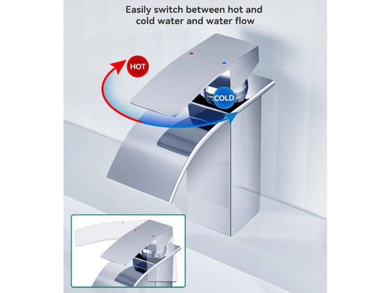  Robinet de lavabo galvanisé avec douchette cascade, robinet de salle de bain avec douchette, robinet de lavabo  - Conforama D