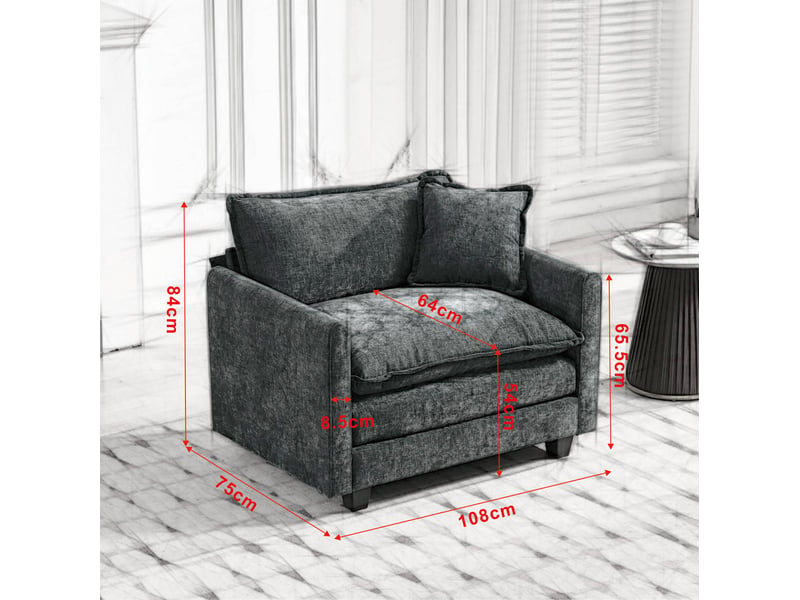 Module de canapé 1 place en chenille noir - Conforama E