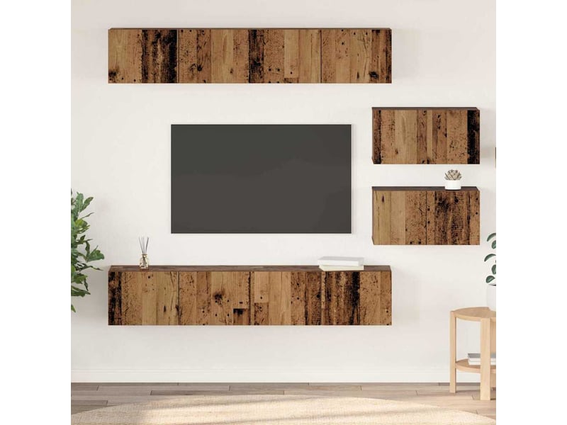 Ensemble meuble tv - banc tv - meuble de rangement 6 pcs bois ancien bois d'ingénierie - Conforama B