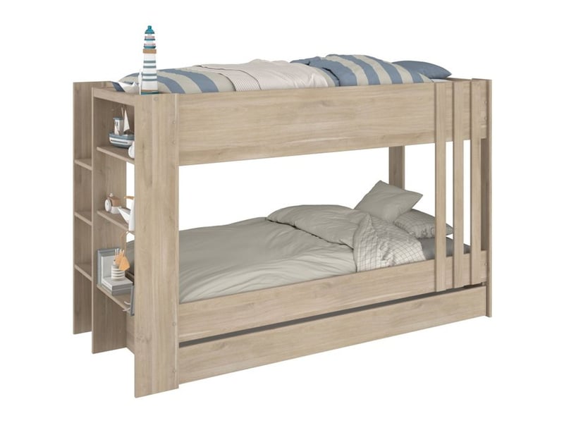Lit superpose + lit tiroir escale decor chene montage reversible 3580EN23 - Conforama D