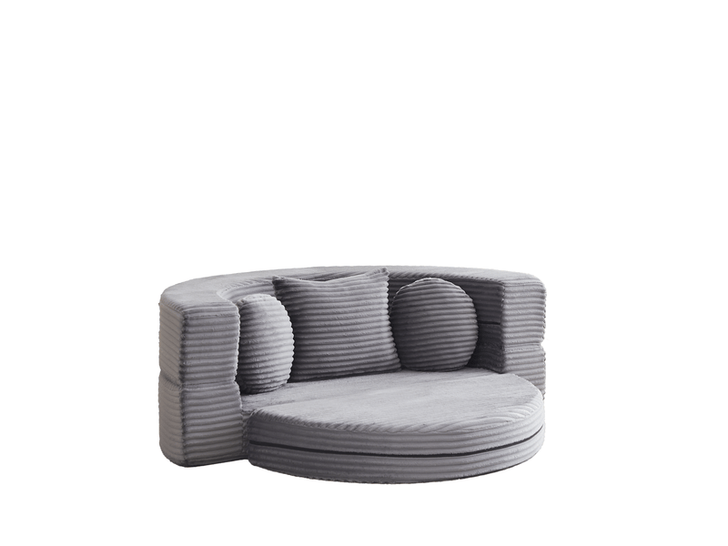  Canapé convertible 4 en 1 compressé, 180x92x84 cm en mousse confort  et velours côtelé couleur gris, simple  - Conforama A