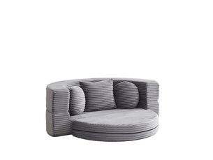 Canapé convertible 4 en 1 compressé, 180x92x84 cm en mousse confort et velours côtelé couleur gris, simple