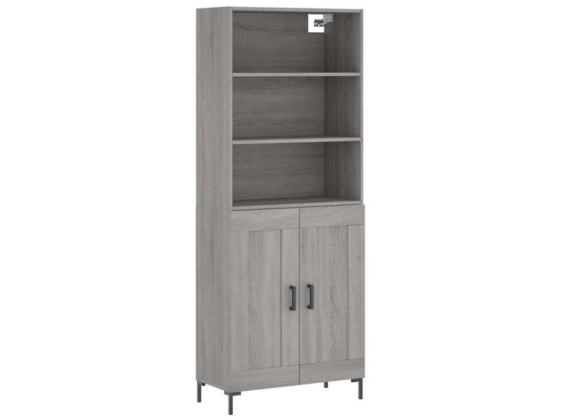 Buffet haut - bahut - meuble de rangement sonoma gris 69,5x34x180 cm bois d'ingénierie  - Conforama A