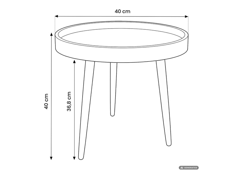  Table basse picco coloris bois naturel 40 cm ronde avec plateau à rebord pieds noirs style industriel 40x40x40 cm PICCO - Conforama C