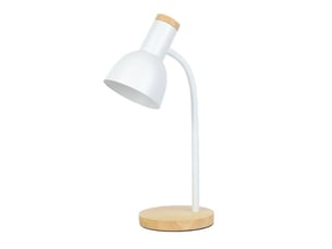 Lampe de bureau design en bois – pour bureau et chambre, blanc, ampoule non incluse