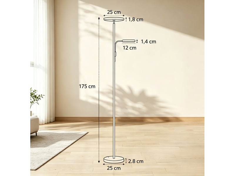  Lampe sur pied led noire 42 w à double éclairage, réglable 2700 à 6500 k avec télécommande et 4 modes  - Conforama C
