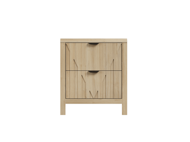  Table de chevet 48x40x55,5 cm 2 tiroirs poignées en métal mdf panneau de particules chêne clair  - Conforama A