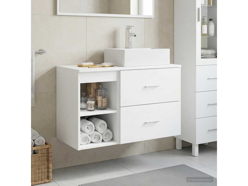 Ensemble de mobilier de salle de bain 2 pcs blanc shl919 - Conforama B
