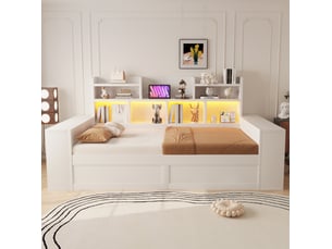 Lit coffre 90x200 cm <strong>REDOM</strong>  <strong></strong> coloris blanc