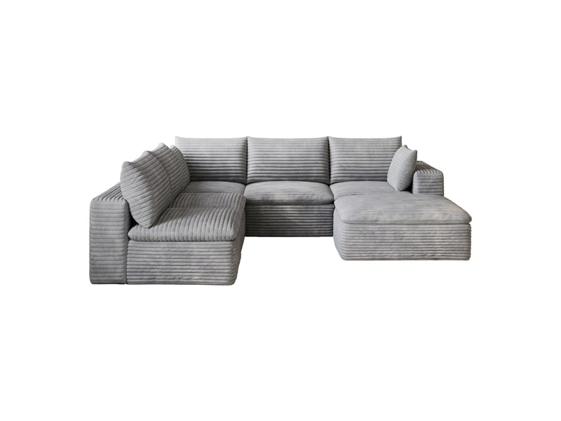 Canapé modulaire sans montage - configuration flexible, soutien mousse intégral, tissu gris - Conforama A