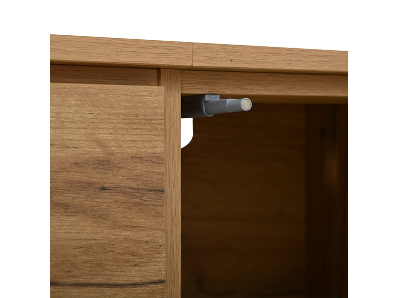  Buffet bas 140x35x71 cm naturel avec 4 tiroirs, portes vitrées Fay Lum - Conforama E