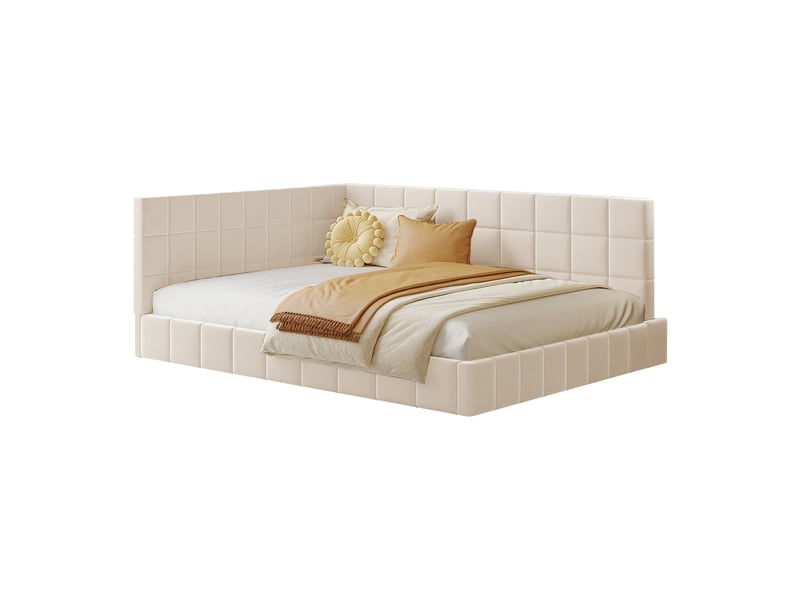  Lit convertible en tissu beige 140x200 cm  - Conforama A