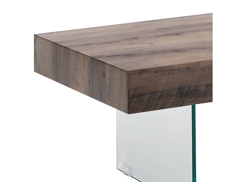 Table basse moderne en bois avec pieds en verre 110x60cm manhattan  - Conforama D