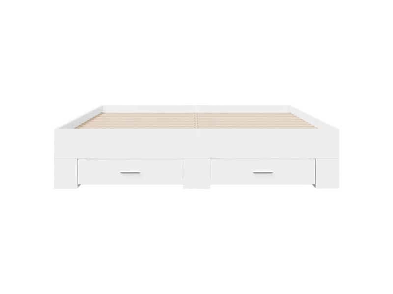  Lit double- lit adulte -  cadre de lit avec tiroirs sans matelas blanc 150x200 cm  - Conforama C