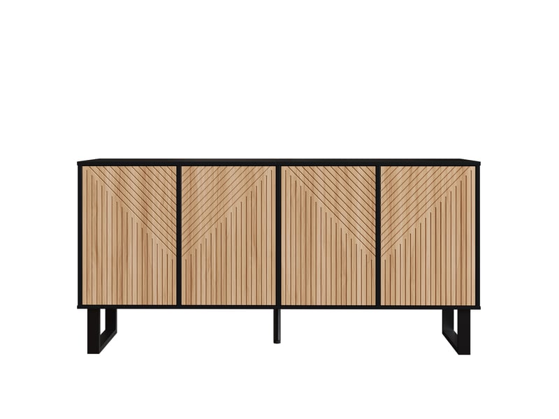 Buffet pour salon au veinage de bois noir, doté d'un spacieux rangement au design contemporain.  - Conforama A