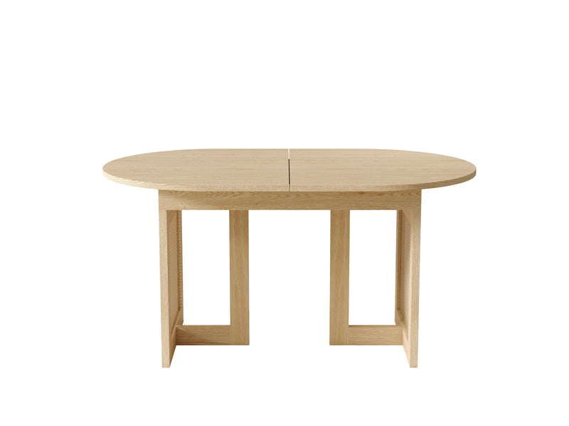  Table à manger extensible, chêne, 120160 × 80 cm, 6-8 personnes, coins arrondis, plateau épais, pieds en rotin  - Conforama A
