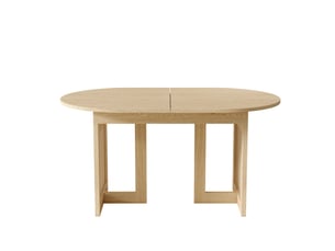 Table à manger extensible, chêne, 120160 × 80 cm, 6-8 personnes, coins arrondis, plateau épais, pieds en rotin