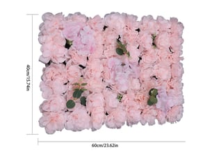 Lot de 6 panneaux muraux de fleurs artificielles rose pâle, mur de fleurs en soie, fond décoratif pour mariage, baptême, fête et événement - 40x60 cm