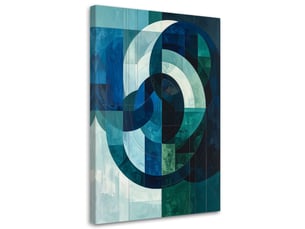Tableau moderne, spirale abstraite dans les tons turquoise et bleu marine 30x45