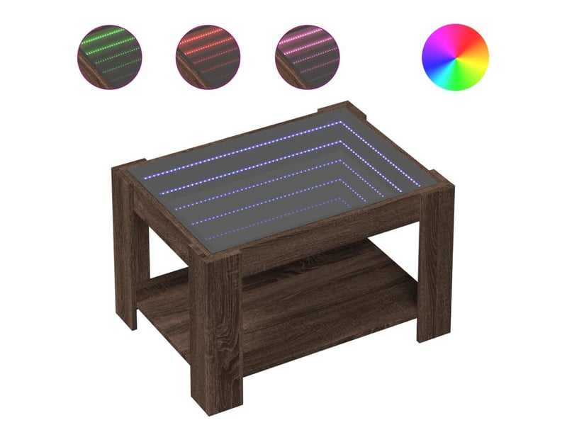  Table basse - table de salon - table à thé avec led chêne marron 73x53x45 cm bois d'ingénierie  - Conforama A