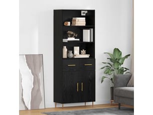 Buffet - haut armoire chêne noir 69,5 x 34 x 180 cm bois d'ingénierie