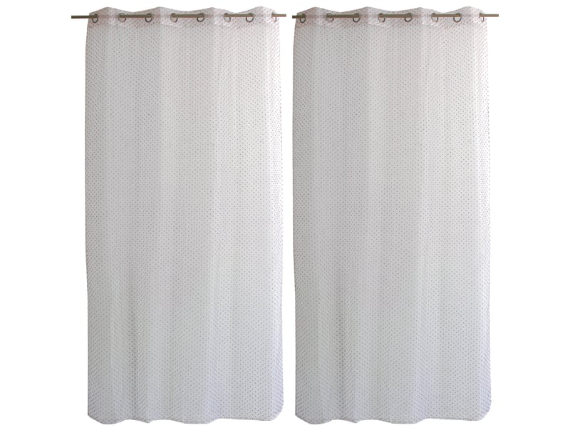  Voilages fenêtres, à œillets, blanc et vieux rose, 140x240cm, lot de 2, plumetis, collection lolita, cmadeco - blanc LOT2-H70807BCVRV140240 - Conforama A
