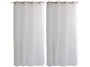 Voilages fenêtres, à œillets, blanc et vieux rose, 140x240cm, lot de 2, plumetis, collection lolita, cmadeco - blanc
